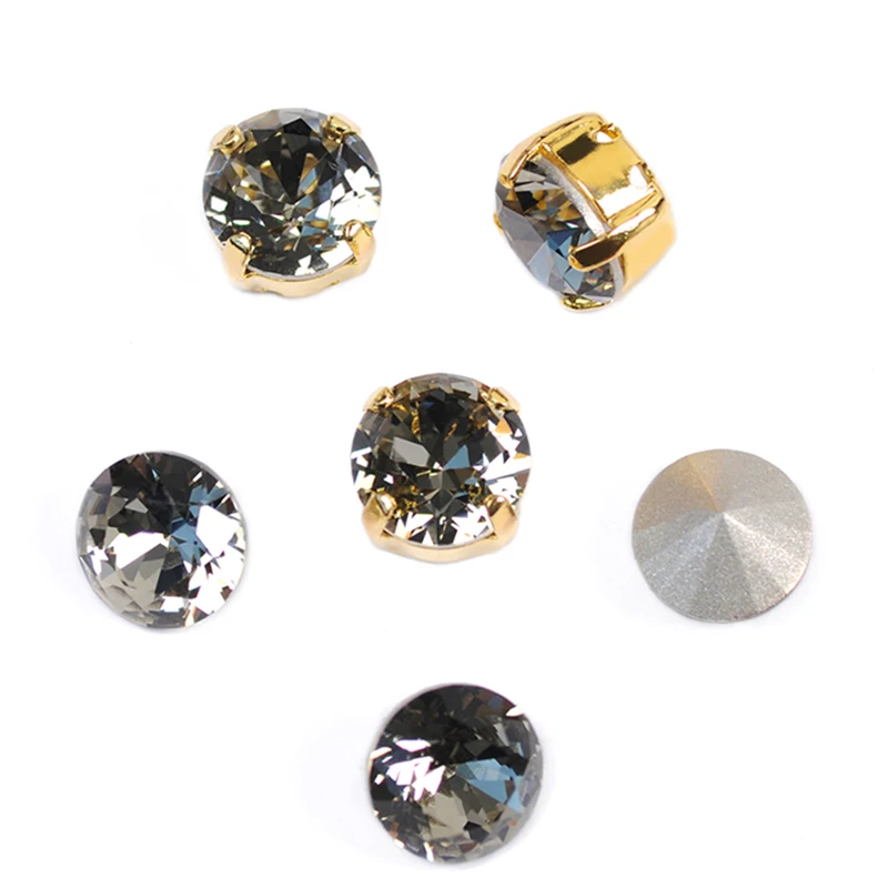 1357 Brilliant Cut Black Diamonds Shiny Gems Glass Sew On Stones With Pointback Silver Gold Claws Setting Jewlery Making | Дом и сад