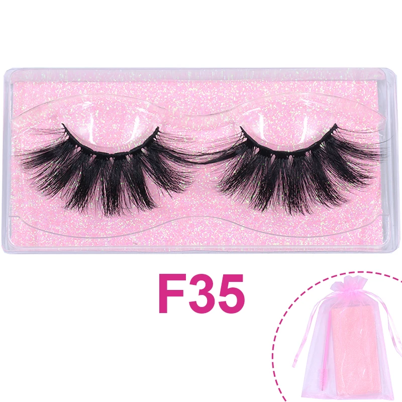 25mm 5D Faux Mink Eyelashes Dramatic Dense Big Very Long Lashes Fluffy Cruelty Free Artificial Eyeashes with Pink Organza Bag | Красота и