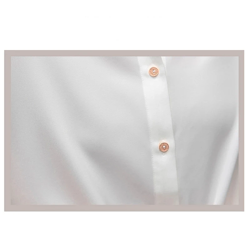 

Stylish Office Ladies White Shirts Summer OL Elegant Formal Short Sleeve Turn-Down Collar Single-Breasted Blouse Womens