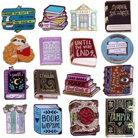 bg768 lovely book lover hard enamel pins and brooches lapel pin backpack bags badge clothes decoration gift for students