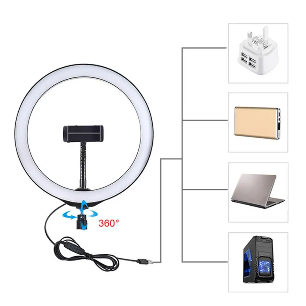 

LED Selfie Ring Light with Tripod USB Selfie Light Ring Lamp Big Photography Ringlight with Stand for Cell Phone Studio