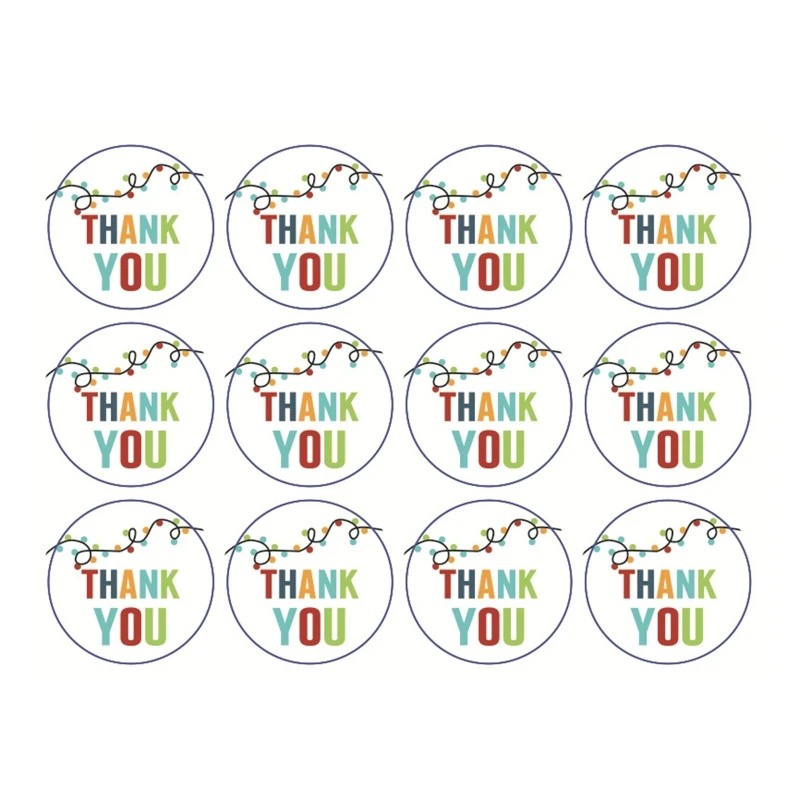 

10 Sheets 120Pcs Rainbow Thank You Stickers Adhesive Labels DIY Party Favors W8ED