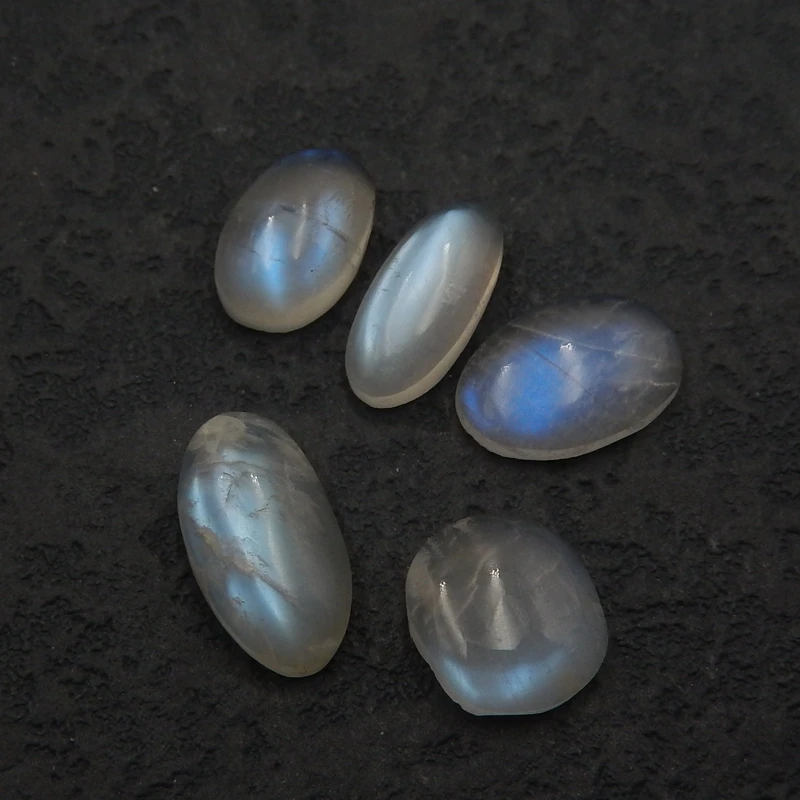 

5 pcs Natural Drusy Moon Stone Jewelry Necklace Cabochons14x7x4mm11x7x4mm3g