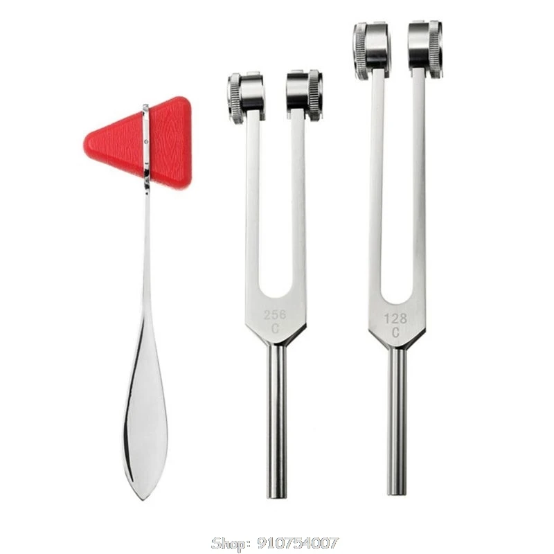 

128Hz 256Hz Medical Neurological Tuning Fork Set With Triangle Percussion Hammer For Sound Healing Therapy N06 20 Dropship