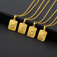 a z initial pendant necklaces letter gold square alphabet charm chain necklace for women men jewelry christmas gift on sale