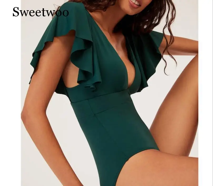 Зеленый сексуальное бикини 2020 Mujer женский купальник для женщин с оборками ванный