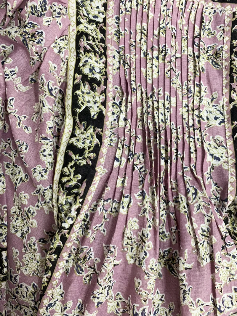 

2020 Spring and Summer Vintage style Floral print Loose Doll V-neck Lantern Sleeve cotton Dress