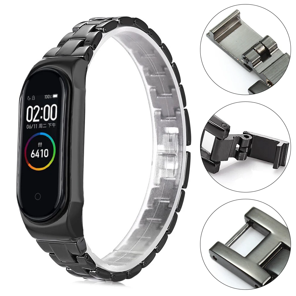 Бабочка Пряжка Mi Band 4 ремешок для Mi Band 4 3 Мини нержавеющая сталь металлический однотонный ремень браслет для Mi Band 3 Ремешок Браслет