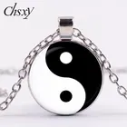 CHSXY китайский даосизм Tai Ji Yin Yang ожерелье с рисунком фото стекло кабошон кулон ожерелья для друзей мужчины ювелирные изделия подарки