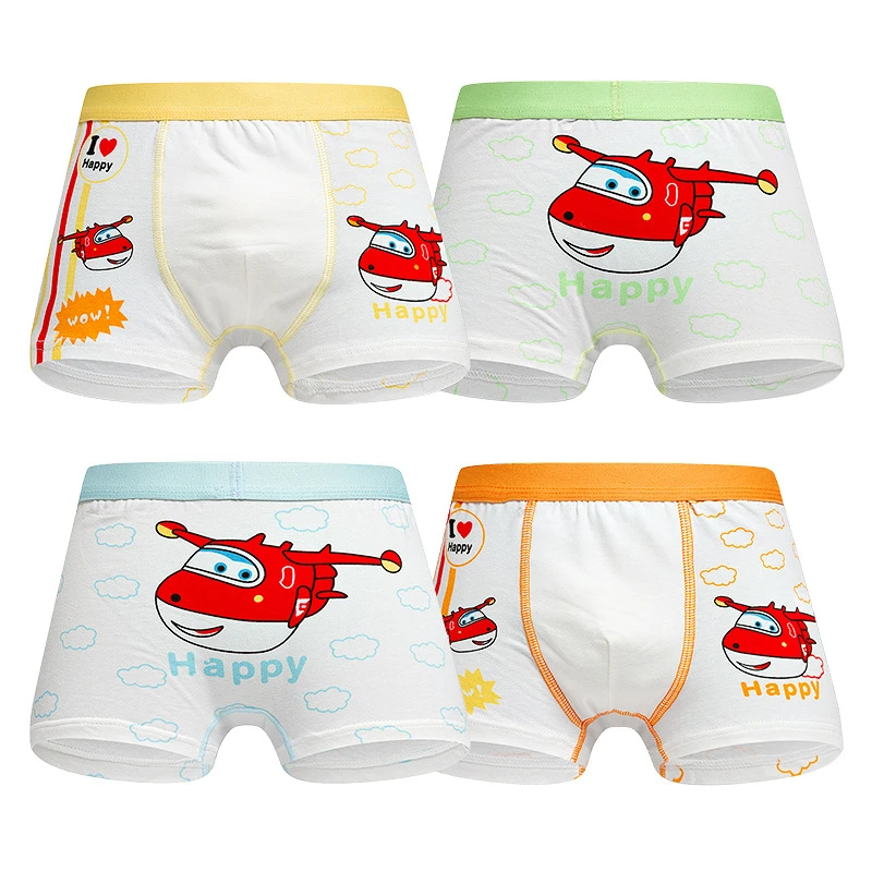 4 шт./лот мягкие трусы-боксеры из чистого хлопка для мальчиков детское нижнее