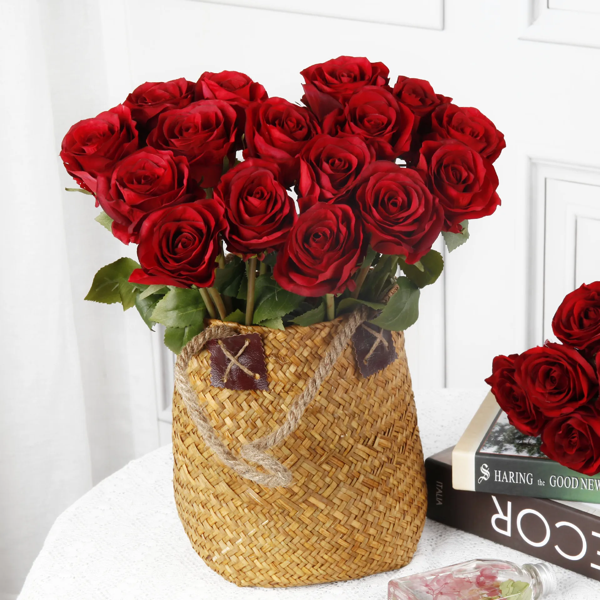 

8 Heads Rose Artificial Flowers White Silk Flowers High Quality for Wedding Decoration Big Rose Flowers Bouquet for Home Decor