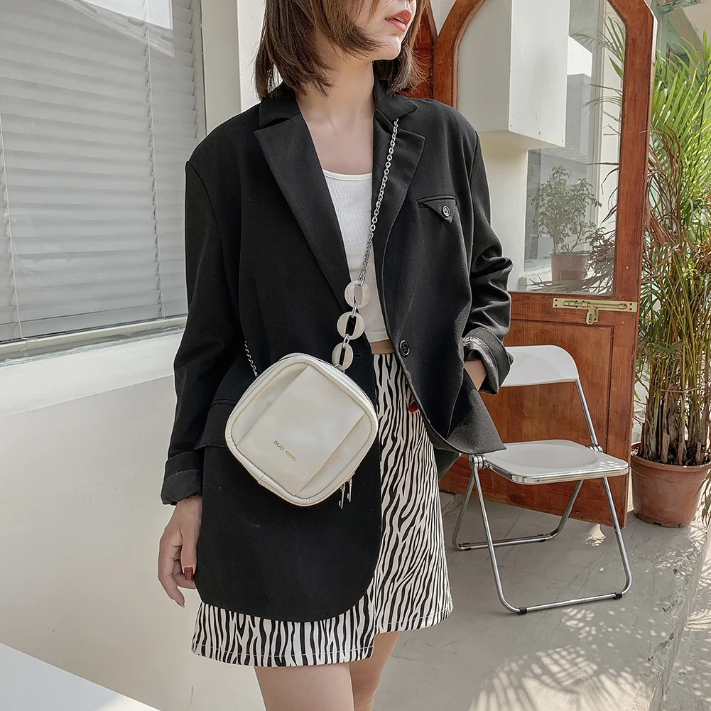 

Модная женская сумка из искусственной кожи, квадратный однотонный мессенджер на ремне через плечо, Повседневная маленькая дамская сумочка ...