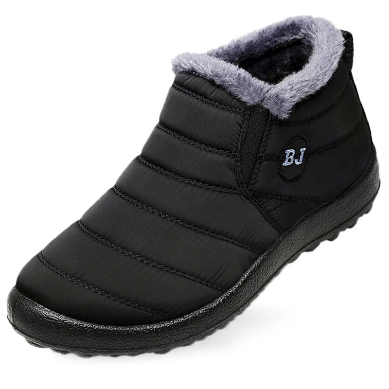 

Men Boots Winter Men Shoes Warm Fur Snow Boots Plush Inside Anti Skid Bottom Waterproof Black Boots Men