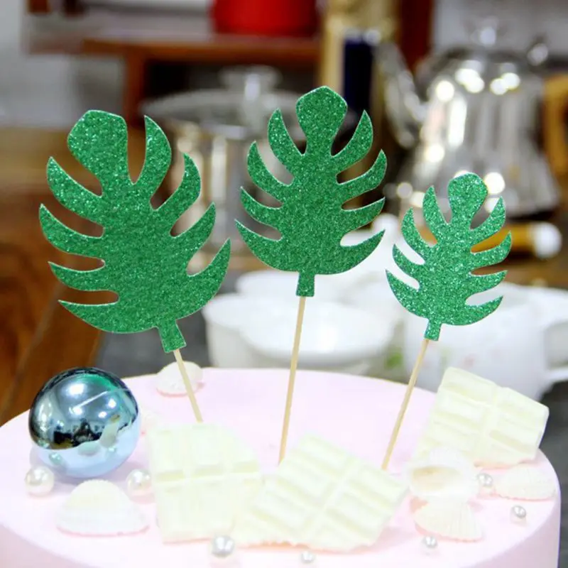 3 шт. ананасовые листья торты Пальмовые Листья кексы вечерние украшения для торта