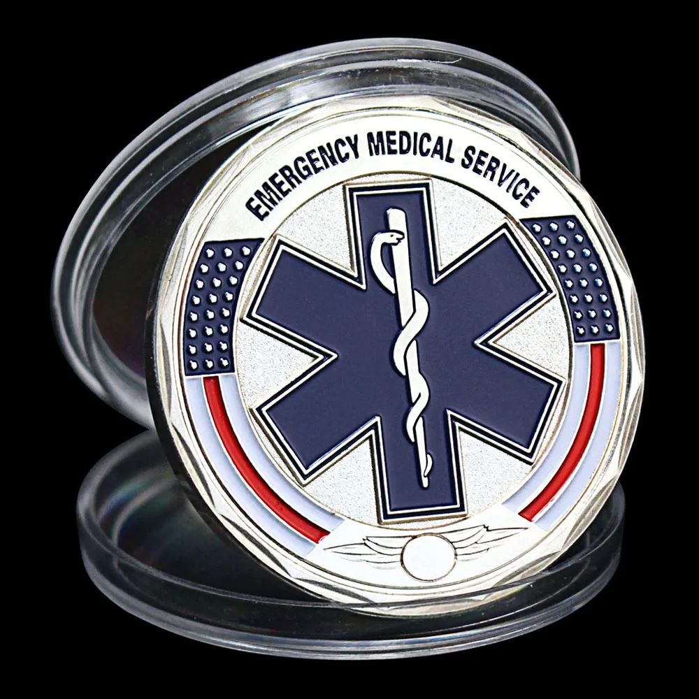 

Emergency Medical Services EMS Coin First Response Souvenir Collectible Silver Plated Coin Collection Art Commemorative Coin