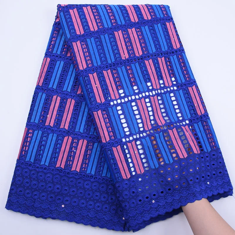 Королевский синий АФРИКАНСКАЯ сухая вуаль кружевная ткань швейцарская хлопок