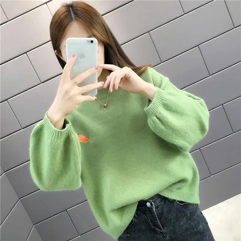

Cashmere Thickened Candy Color Pullover Women 's Loose and Lazy Style Autumn and Winter 2021