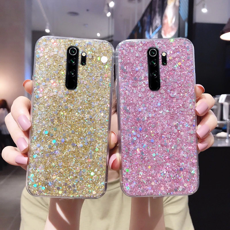 Bling Glitter Phone Case For Xiaomi Redmi Note 8 Pro 7 6 5 soft silicone cover fundas Mi 10 9 A3 Lite |