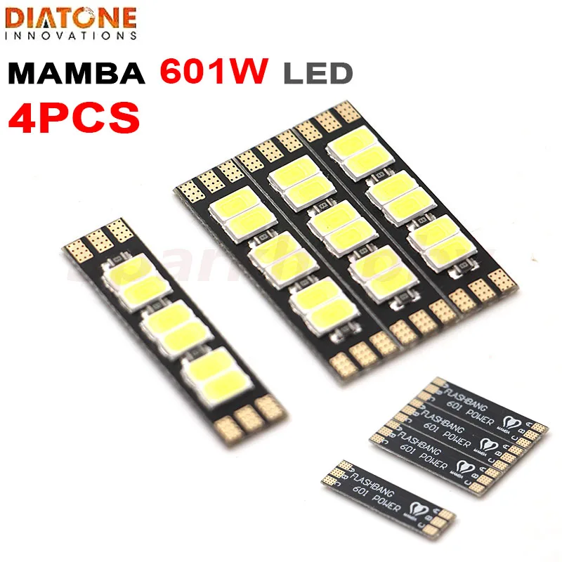 4 piezas Diatone 601 W Мамба светодиодный de luz Тира junta F405 F722S дрона с дистанционным