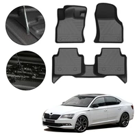 car floor mats waterproof non slip for skoda superb 2016 2017 2018 2019 2020 tpe rubber all weather protection accessories foot