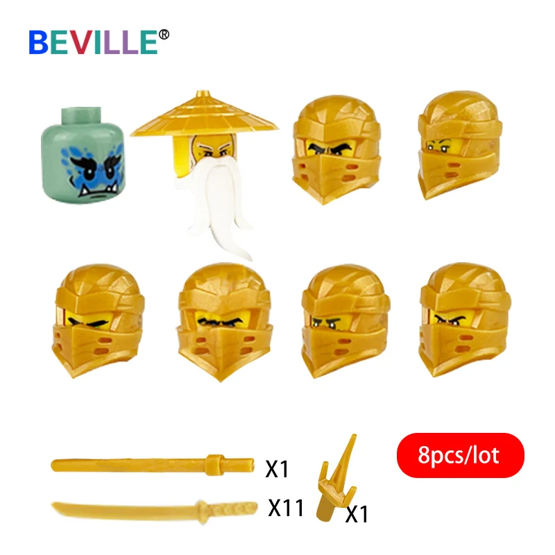 8 шт./лот Золотой ниндзя Скелет монстр аниме персонажи фильма экшн фигурка