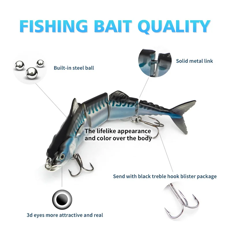 4-х секционная приманка в виде тунца 15 см 31 г плавающая с жесткими соединяемыми