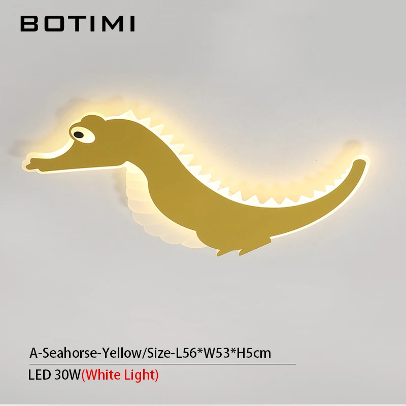 A-Yellow-White Light Светодиодный потолочный светильник для детской спальни с изображением BOTIMI из мультфильма, современный желтый металлический потолочный светильник для мальчиков - Цвет корпуса: A-Yellow-White Light