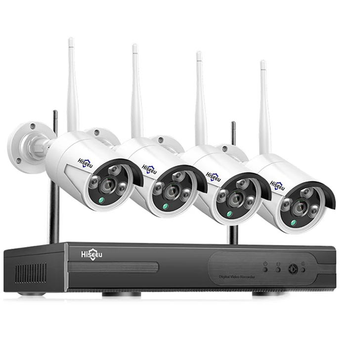 White Hiseeu 4CH Беспроводной CCTV Системы 1080P 1 ТБ 4 шт. 2MP NVR IP IR-CUT наружная ip-камера видеонаблюдения безопасности Системы системы видеонаблюдения - Color: White