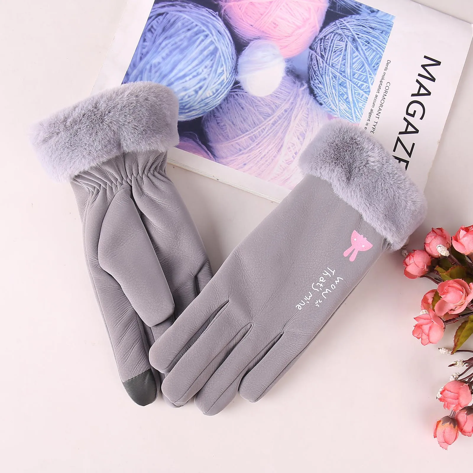 Женские зимние перчатки теплые водонепроницаемые для сенсорного экрана