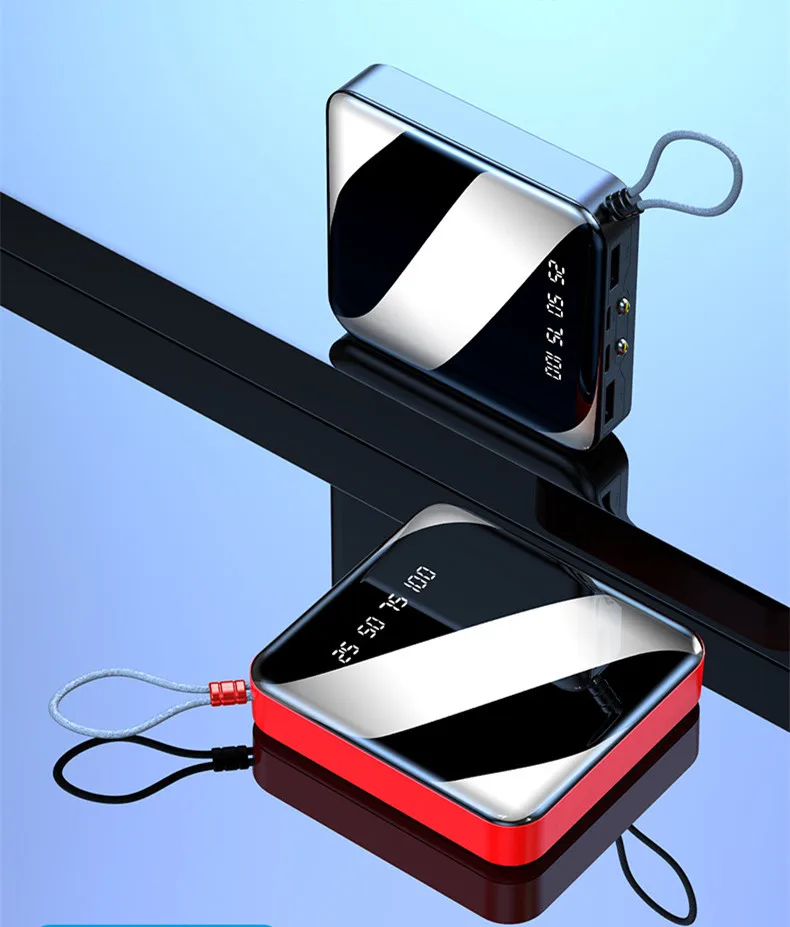 Портативное зарядное устройство компактное портативное с двумя USB-портами 30000