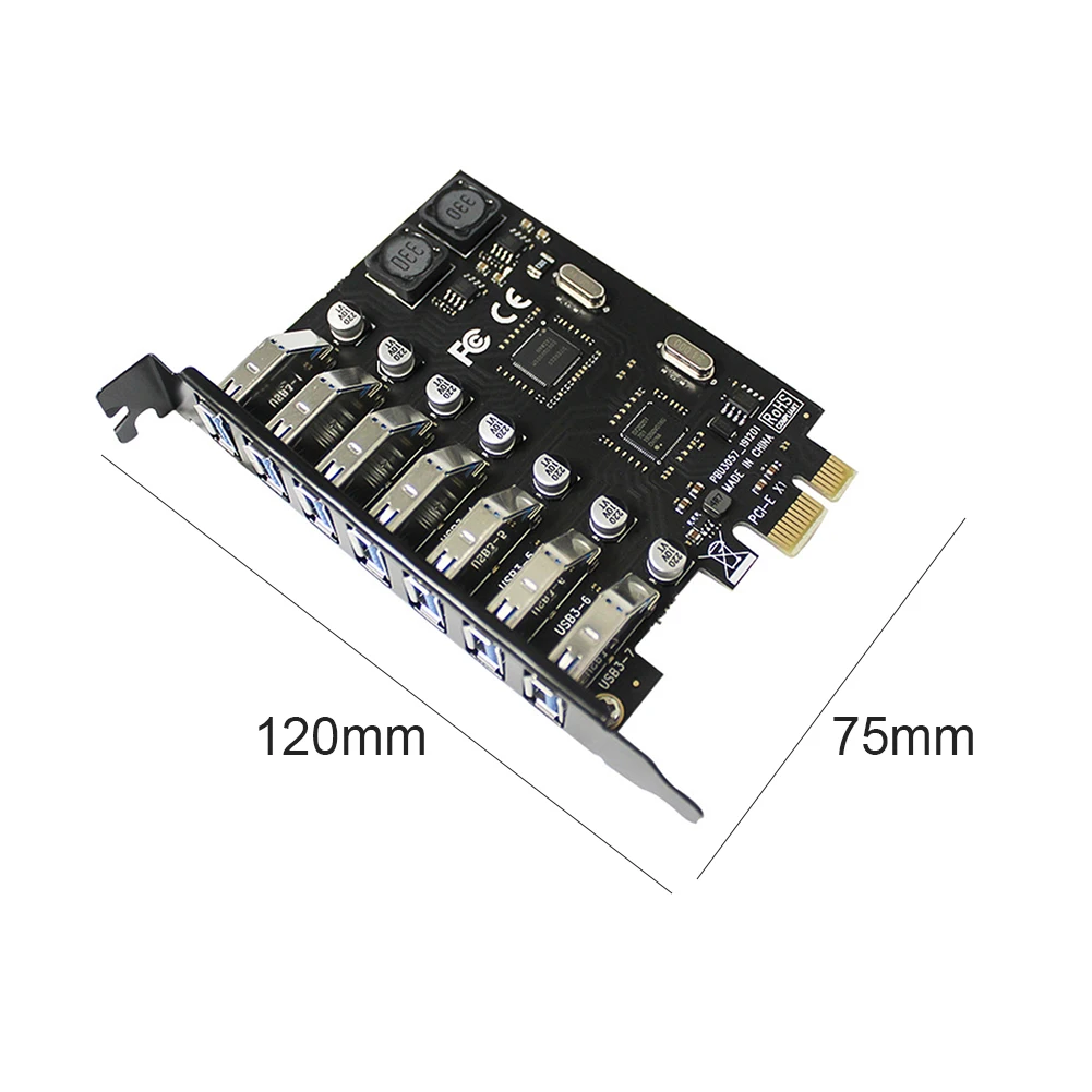 

PCI-E to USB 3.0 PCI-Express 7 Ports Riser Card Multiplier Add on Card Adapter for Desktop PC Computer Accessories