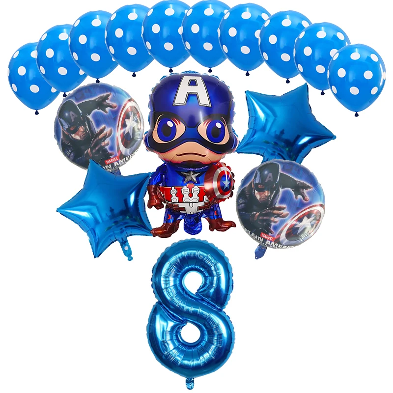 1 Набор из мультфильма «мстители» Super hero Фольга воздушные шары 3" номер Капитан Америка шар для дня рождения для маленьких мальчиков, свадебные hero тема вечерние Декор