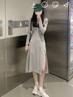 sexy women dress spring and autumn korean version 2021 new waist thin split length chic sweet salt sling dresses