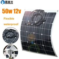 flexible solar panel 12v kit 50w 100w battery charger with 10a 20a 30a controller 5v usb waterproof for car boat camper home rv