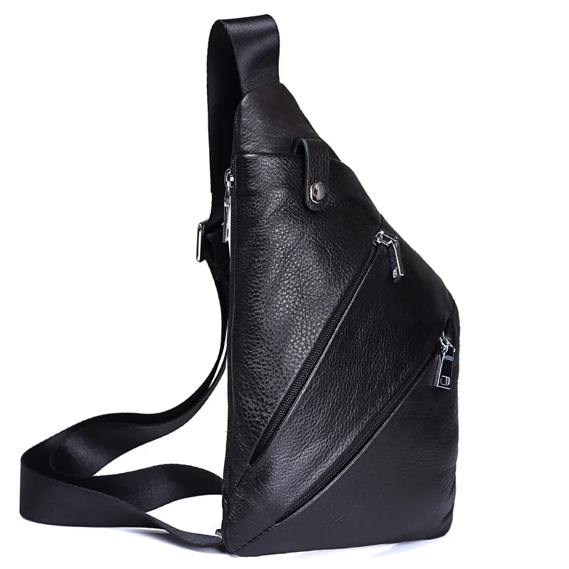

Нагрудная сумка мужская из натуральной кожи, модный простой однотонный саквояж на плечо, мягкая сумочка кросс-боди из воловьей кожи