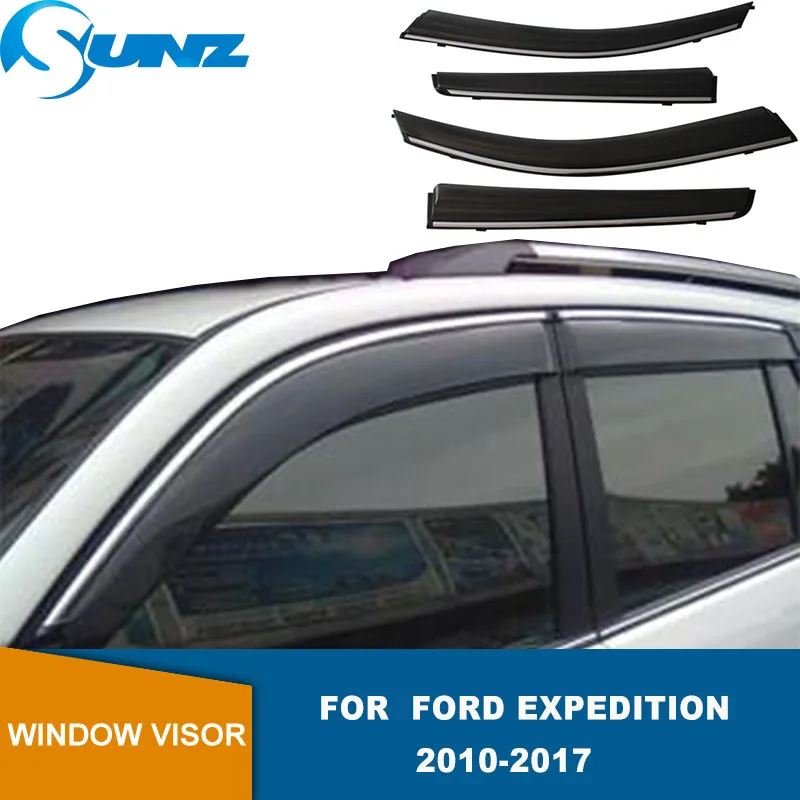 

Side Window Deflector For Ford Expedition 2010 2011 2012 2013 2014 2015 2016 2017 4pcs Sun Rain Deflector Weather Shield SUNZ