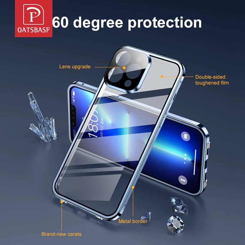 

Oatsbasf Чехол для мобильного телефона для iPhone 13/13 Pro/13 Pro Max, все включено, роскошный металлический каркас, форма, защита от падения, классный чехо...
