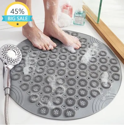 

Textured Surface Round Non Slip Shower Mat Anti Slip Bath Mats with Drain Hole in Middle for Shower Stall,Bathroom Floor