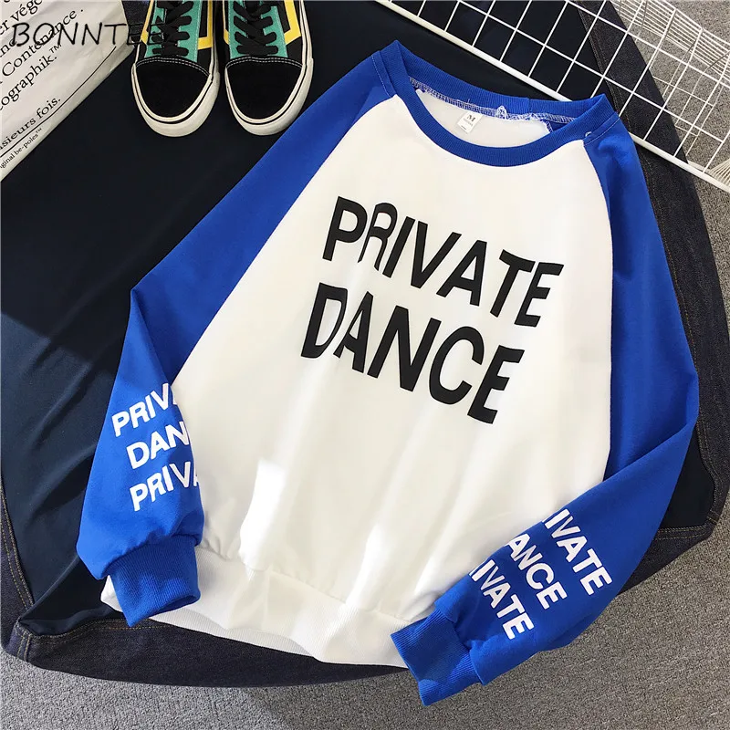 

T-shirts Women Chic Letter Printed Patchwork Color Students Womens Stylish Long Sleeve T-shirt Spring Autumn Comfortable Leisure