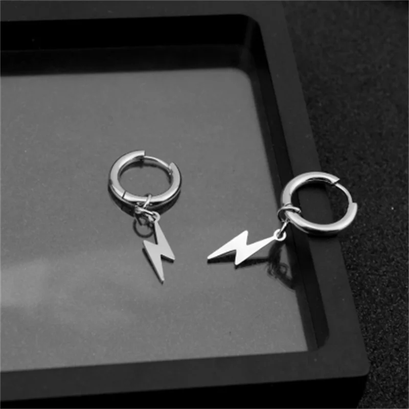

Simple lightning stainless steel Pendant Earrings Charm Ear For Women Man Christmas Gift Jewelry wholesale