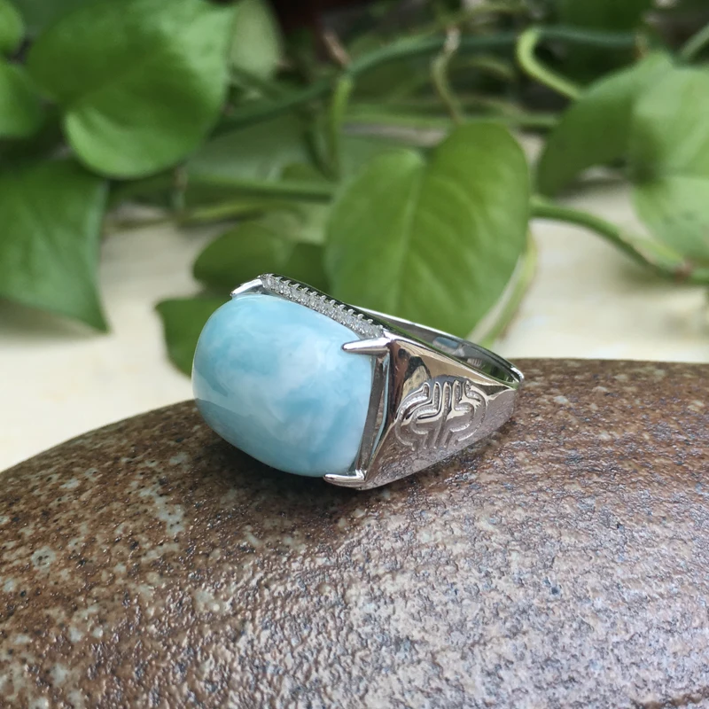 Кольца из серебра 925 пробы с натуральным синим ларимаром|Кольца| |