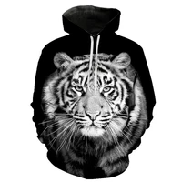 2021 new 3d printed hoodie animal hoodie cool tiger hoodie unisex fashion loose black hoodie