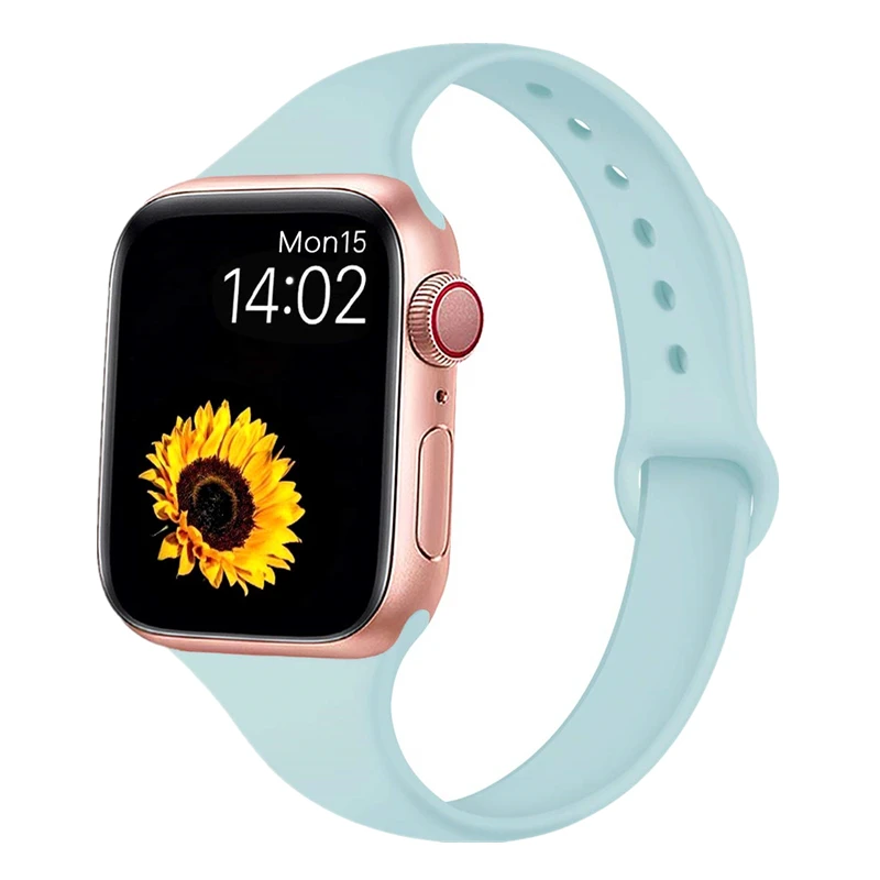 Тонкий ремешок совместим с Apple Watch seres 5 4 40 мм 44 силиконовый Спортивная петля ремешок для наручных часов iWatch, версия 1, 2, 3, ремешок 38 мм 42 мм браслет