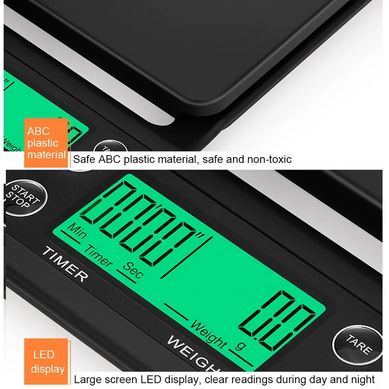 New 3kg/0.1g 5kg/0.1g Drip Coffee Scale With Timer Portable Digital Kitchen High Precision LCD Electronic Scales | Инструменты