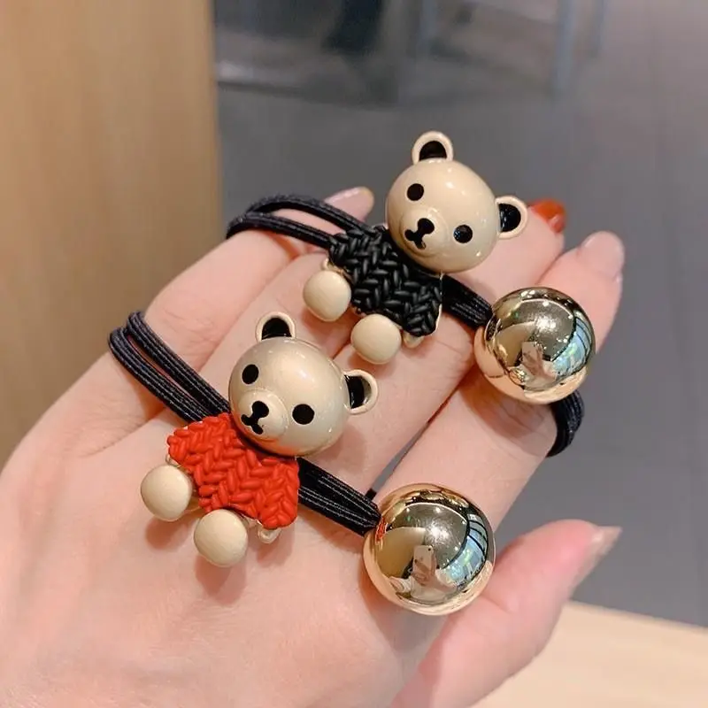 

Новинка, Женская резинка для волос в Корейском стиле с мультяшным маленьким медведем, Красивая резинка для волос для девочек, эластичная пр...