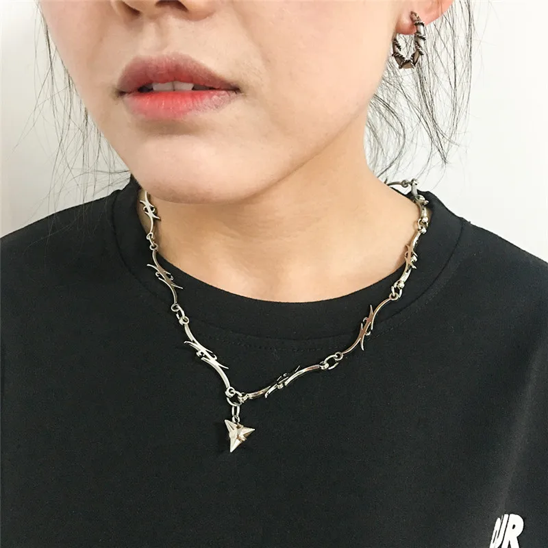 necklace XL1382 Модное ожерелье s Harajuku уличная одежда Пламя Унисекс ожерелье панк-аксессуар рок цепь колье ожерелье s Ювелирное Украшение для ночного клуба - Окраска металла: necklace XL1382