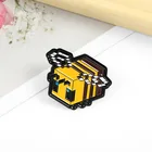 Мультяшная игра Minecraft охватывающие металлы значки персонализированные пиксель пчела в форме иконы одежда Броши украшение рюкзака