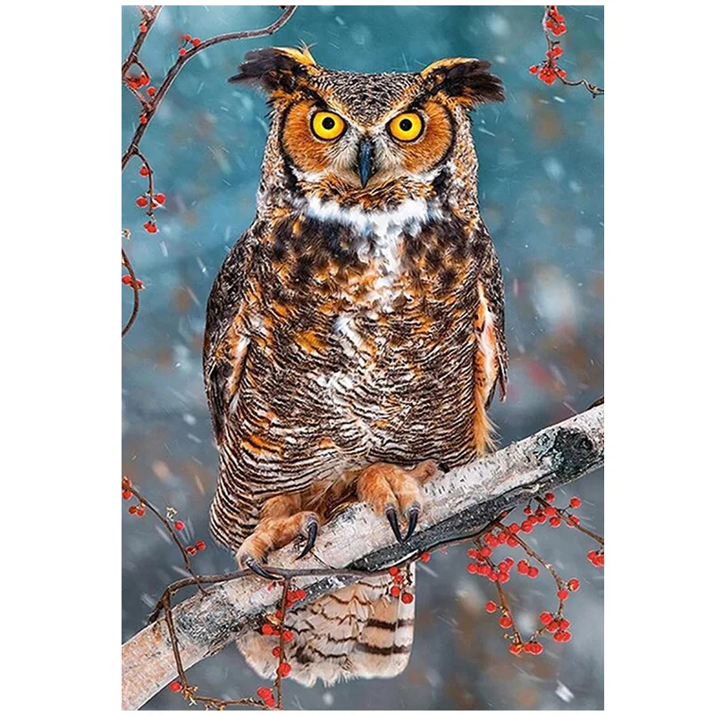 

5d Diy Diamond Embroidery Owl Full Square round Diamond Painting Cross Stitch Kit Mosaic Home Decor animals diamond artZP-3438