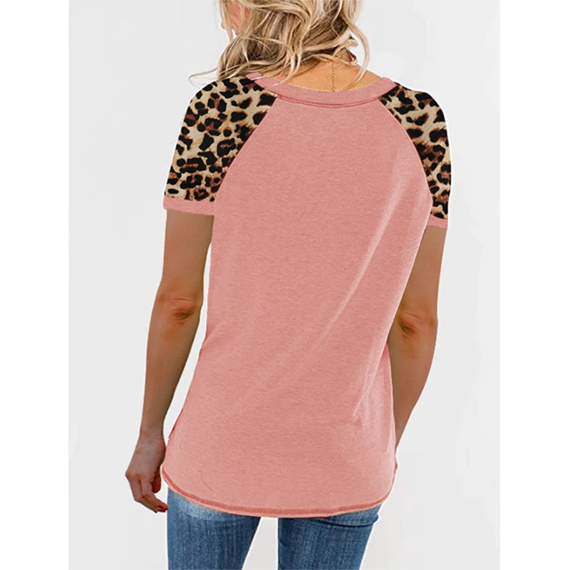 

T-shirt Women Leopart O Neck Short Sleeve Tees Femme Tee shirt Casual Mom Short Sleeve Tops Oversize 2021Summer