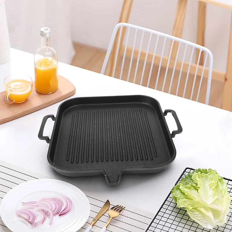 induction cooker baking tray square barbecue tray teppanyaki smokeless non stick barbecue pot barbecue supplies free global shipping